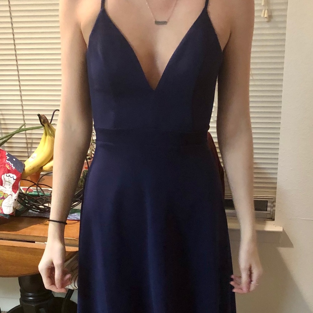 Navy blue high low dress